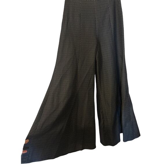 Vintage 1970s Bell Bottom Women’s Blue Polka Dot Pantsuit with Vest Cardigan XS - Picture 3 of 11